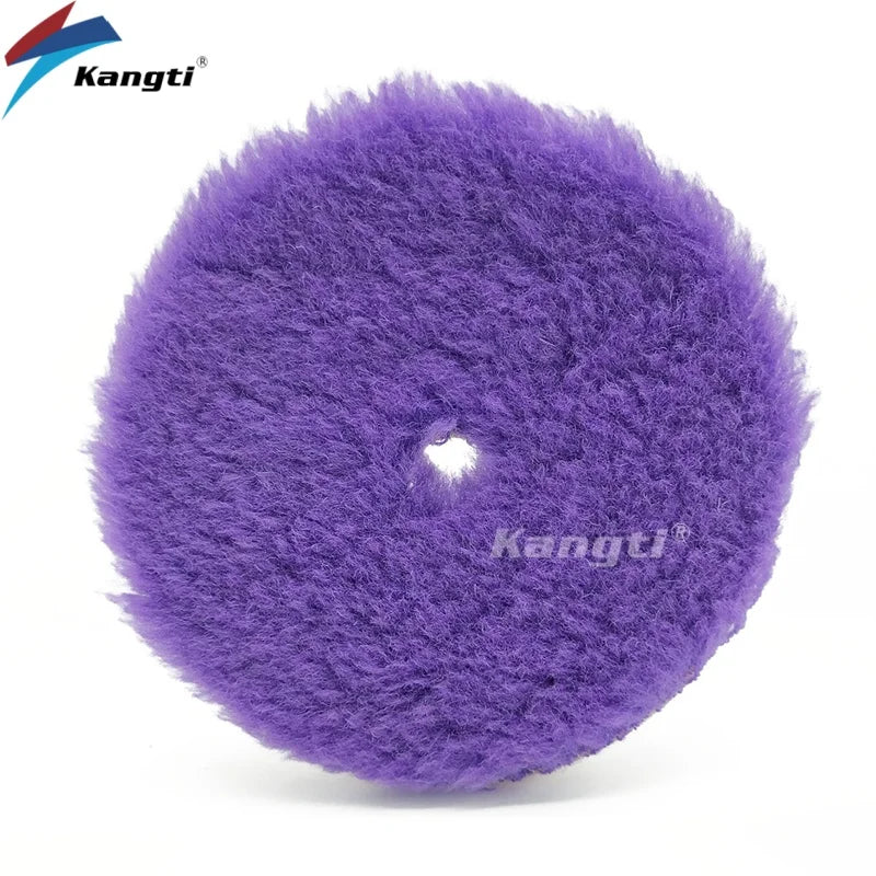 Kangti 5"(125mm)/6"(150mm) High Density Lambs Wool Polishing Pad for Car Waxing Buffing Finishing