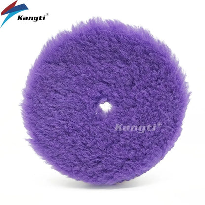 Kangti 5"(125mm)/6"(150mm) High Density Lambs Wool Polishing Pad for Car Waxing Buffing Finishing