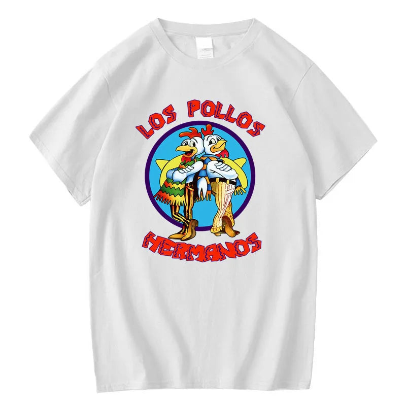 Summer Men Short Sleeved High Quality Cotton Blend Breaking Bad LOS POLLOS Chicken Brothers Printed Casual For Men T-shirt Male