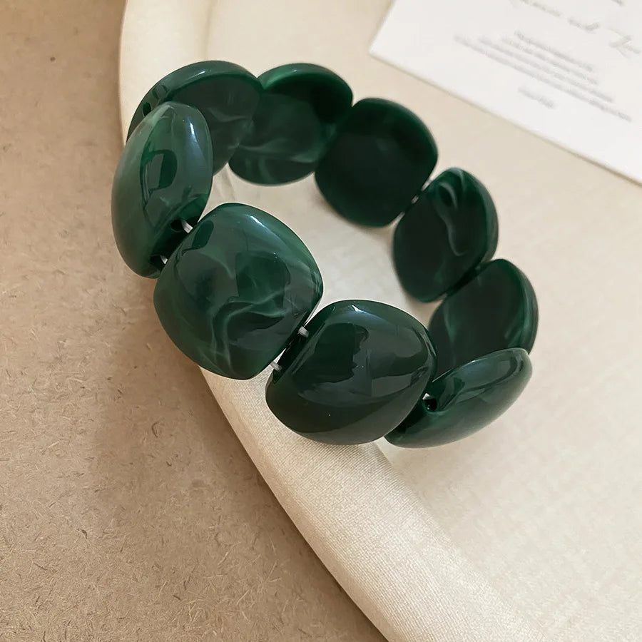 Acrylic Irregular Square Round Beaded Bracelet Bangle for Women Imitation Stone Chain Bracelet Hand Accessories Couple Gifts K