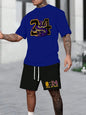Summer Men's Chicago-Themed Relaxed Set Size 32 Printed T-Shirt and Shorts Set Adult Sports Casual Plus Size Two-Piece Set