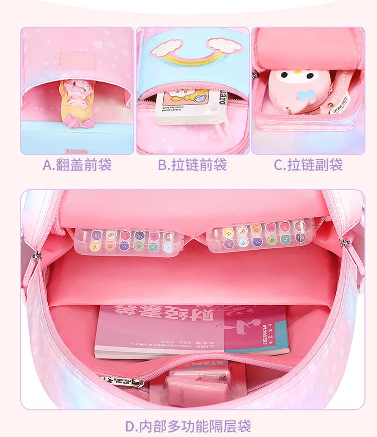 3pcs/set Kids School Backpack for Girls with Lunch Box Pencil Case Set Elementary Primary Middle High College School Bookbags