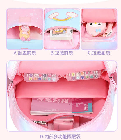 3pcs/set Kids School Backpack for Girls with Lunch Box Pencil Case Set Elementary Primary Middle High College School Bookbags