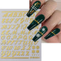 1Pc 3D Roman Letter Nail Stickers Gold/Silver/Black/Laser Alphabet Self Adhesive Decal Y2K English Words/Number Manicure Sliders