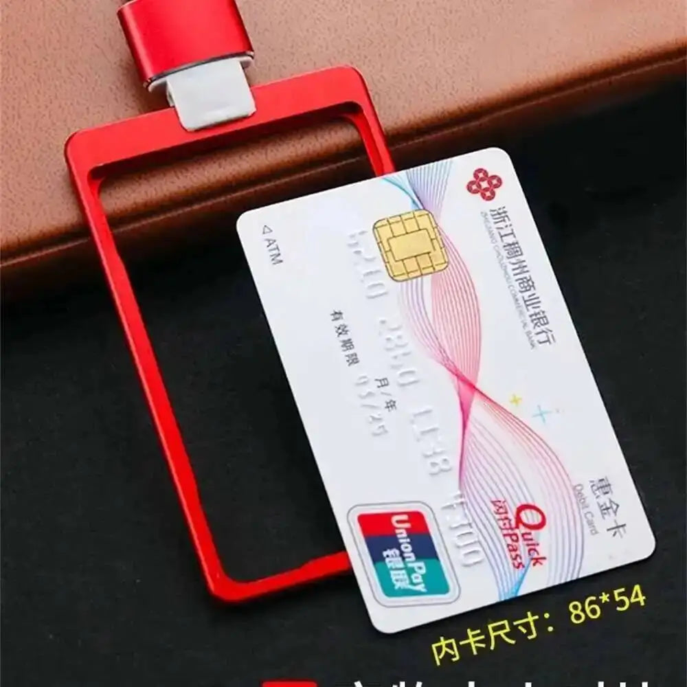 Office Supplies Luxury Metal Material Business Card Holder Credit Id Card Badge Holder With Exquisite Lanyard Custom
