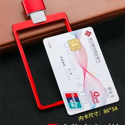 Office Supplies Luxury Metal Material Business Card Holder Credit Id Card Badge Holder With Exquisite Lanyard Custom