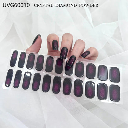 20/22Tips UV Semi cured Gel Nail Stickers Waterproof Long Lasting Full Gel Nail Wraps Press On Nail Decal DIY Manicure