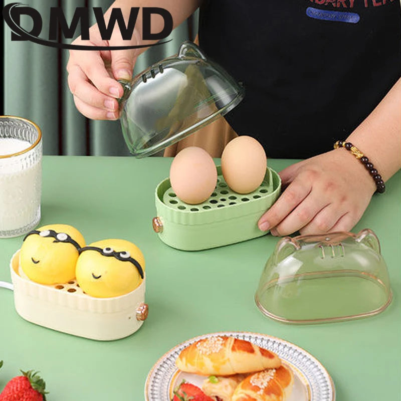 DMWD 120W Electric Egg Boiler Poacher Automatic Power Off Mini Breakfast Machine Egg Cookers 2 Eggs Portable Food Steamer 220V
