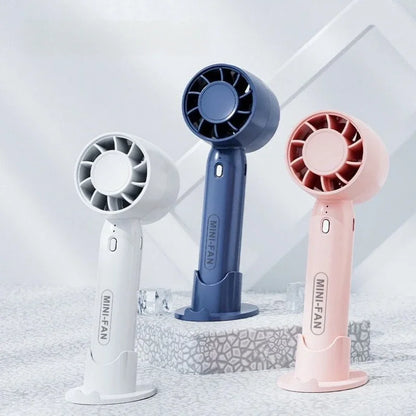 Summer Mini Handheld Fan USB Rechargeable Portable High-speed Motor Small Desktop Stand Turbo Fan for Travel Outdoor Activeity