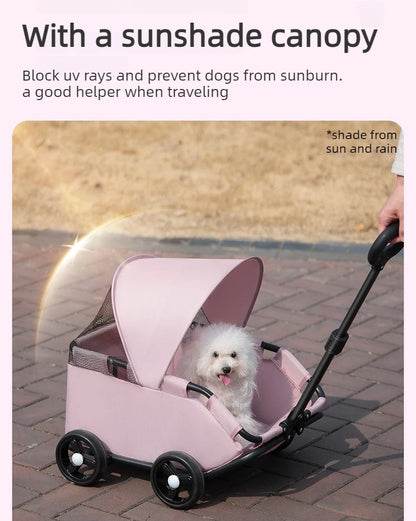 Foldable Pet Stroller with Sun Canopy Lightweight Dog Trolley Shopping Carts Outdoor Walking Travel Cart for Small Dogs Puppy