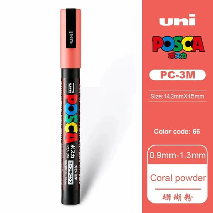 1pcs Japan UNI POSCA Markers PC-1M/3M/5M Acrylic Graffiti Pen Waterproof DIY Stackable Color Art Painting School Supplies