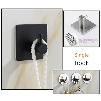 Stainless Steel 3M Self Adhesive Hooks Sticky Wall Door Hook Robe Tea Towel Rustproof Towel Rack, Clothes Coat Hanger