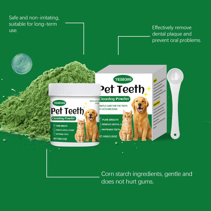 Pet Teeth Cleaning Powder for Cats Dogs Reduce Tartar Plaque Deep Clean Surface Dirt Keep Fresh Breath Oral Grooming Supplies