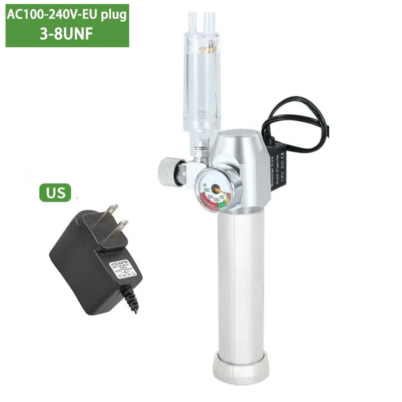 Aquarium CO2 Regulator Solenoid Valve Bubble Counter Small Gas Bottle 3-8UNF with Sleeve Fish Tank CO2 Pressure Reducing Valve