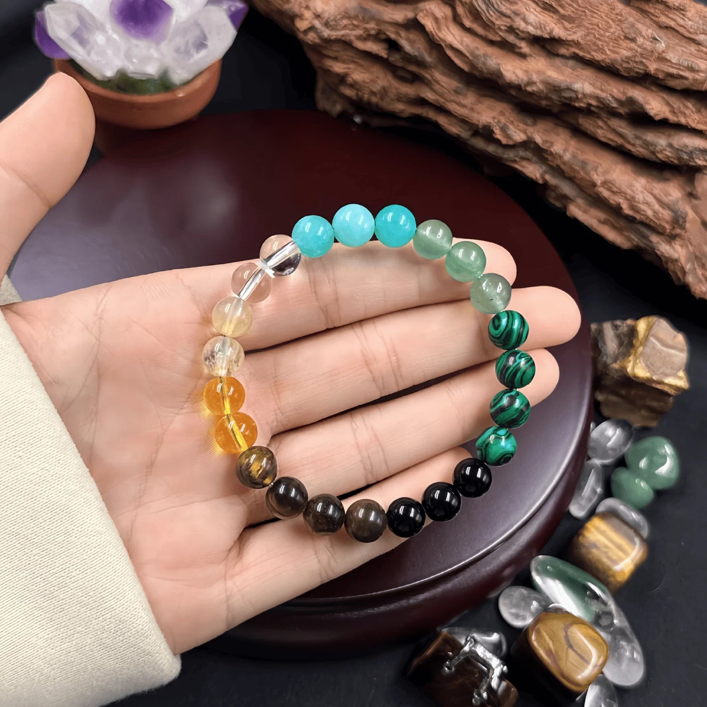 Bracelets Women Healing Tiger Eyes Amethyst Gemstone 7 Chakra Beads Bangles Yoga Stone Gift for Couple Items Jewelry Y2K Lady