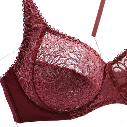 Plus Size Bras For Womens Lace Sexy Bra Perspective Underwire Female Lingerie BH Tops C D DD E F Cup