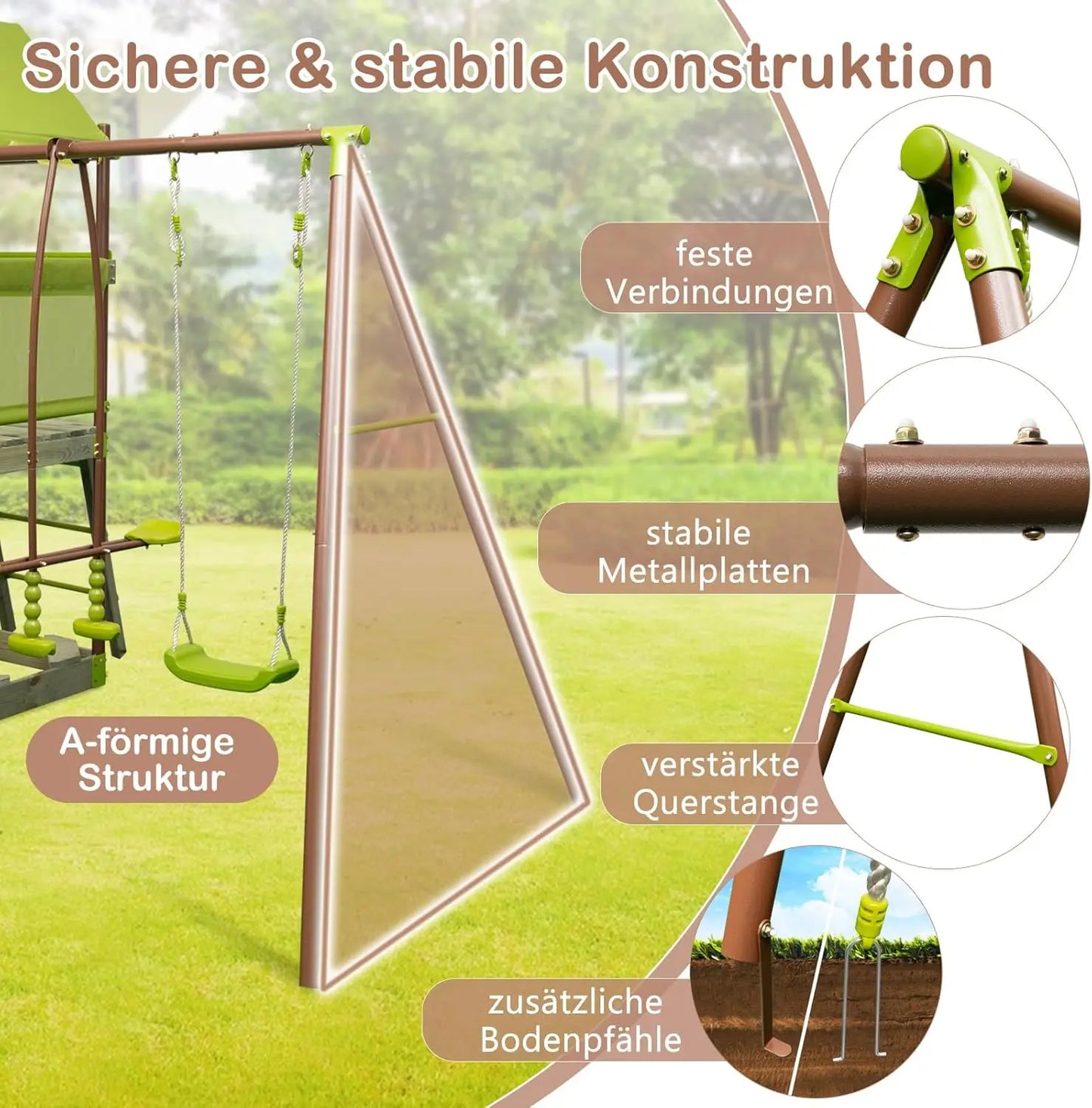 Play Tower, Climbing Frame with Swing, Slide, Climbing Rope, Glider Seats, Ladder and Sandpit, Outdoor Children's Climbing Tower