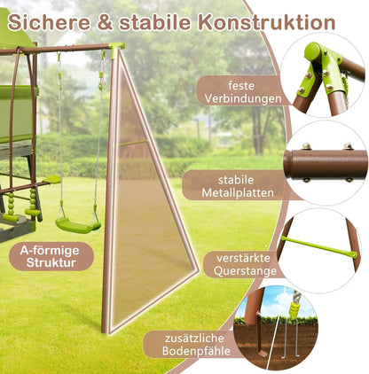 Play Tower, Climbing Frame with Swing, Slide, Climbing Rope, Glider Seats, Ladder and Sandpit, Outdoor Children's Climbing Tower