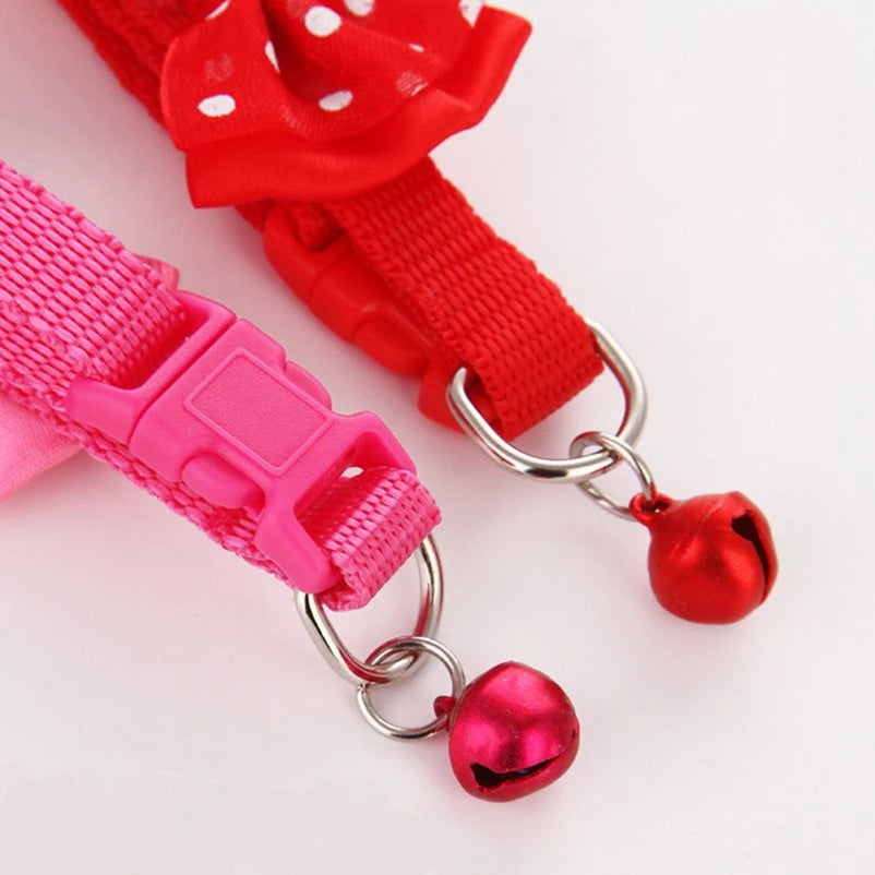 Fashionable bow dog and cat collar soft and comfortable pet accessory set with bell universal collar for cats and dogs