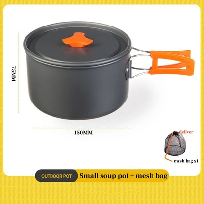 Camping Cookware Cooking Kettle Pot Hiking Picnic Equipment Portable Frying Pan Hanging Pot, Hiking Picnic Tableware