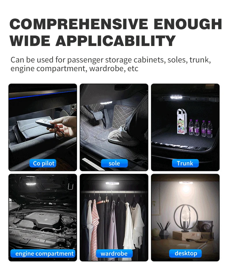 Motion Sensor Led Light 650mAH USB Rechargeable Automatic Induction Sensing Light Wireless Foot Lamp for Car Trunk Door