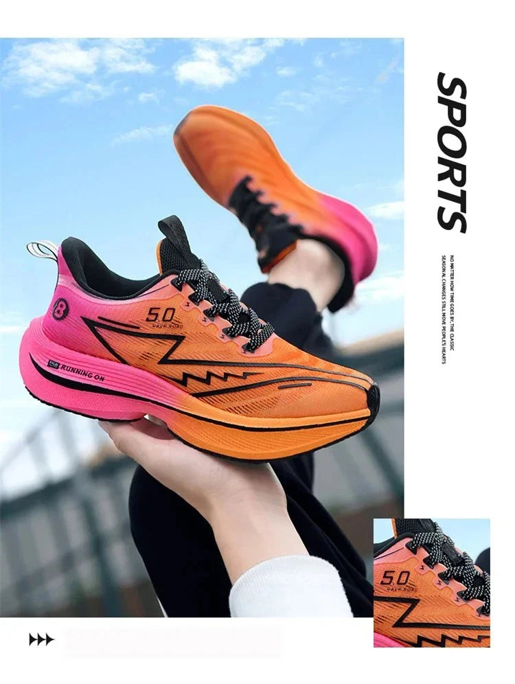 Brand Men's Carbon Plate Running Shoes Soft Cushion Shock Absorbing Sports Shoes Unisex Sneakers Light Anti-Slip Training Shoes