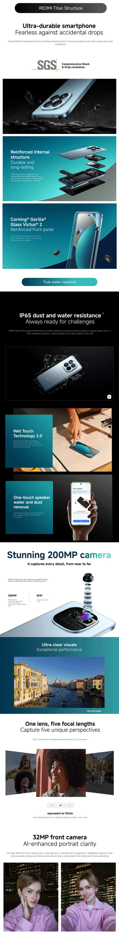 Xiaomi Redmi Note 15 Pro 4G Smartphone NFC MTK Helio G200-Ultra 6.77" 120Hz Display 200MP OIS, 45W Charge, IP65, Battery 6500mah