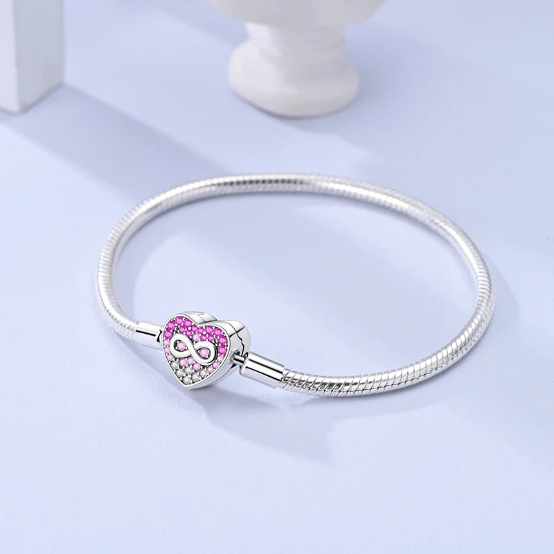 Original 925 Sterling Silver Bracelets 17-20CM Love Heart Flowers Butterfly Charms Beads Bracelet For Women Fashion Jewelry Gift