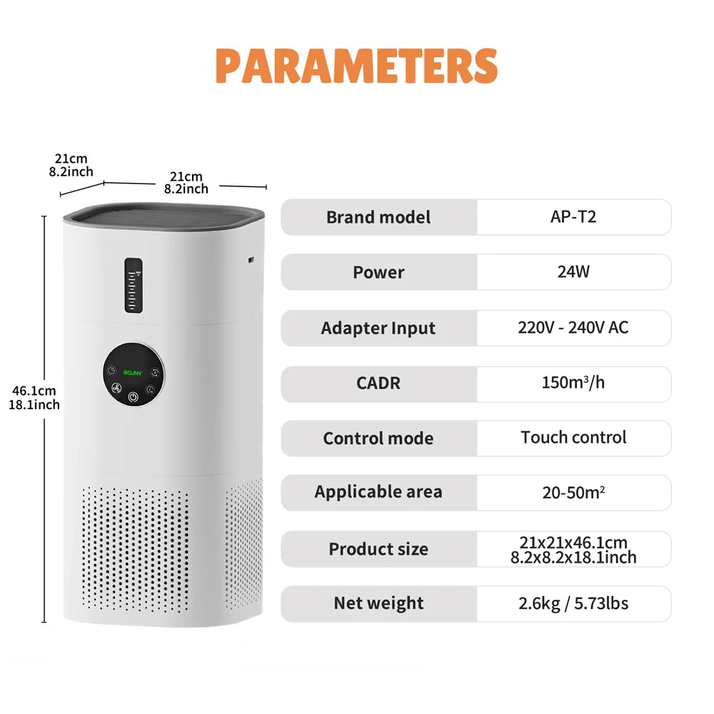 ROUNY 2-in-1 Air Purifier & Humidifier, Multi-Function Appliance, Deodorizing & Fog-Free Humidification, White