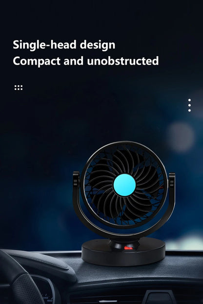 Car Fan 360° Adjustable 2 Head Air Fan Automotive Electric Fan USB/12V/24V 2 Speeds Car Silent Fan For Home Desk