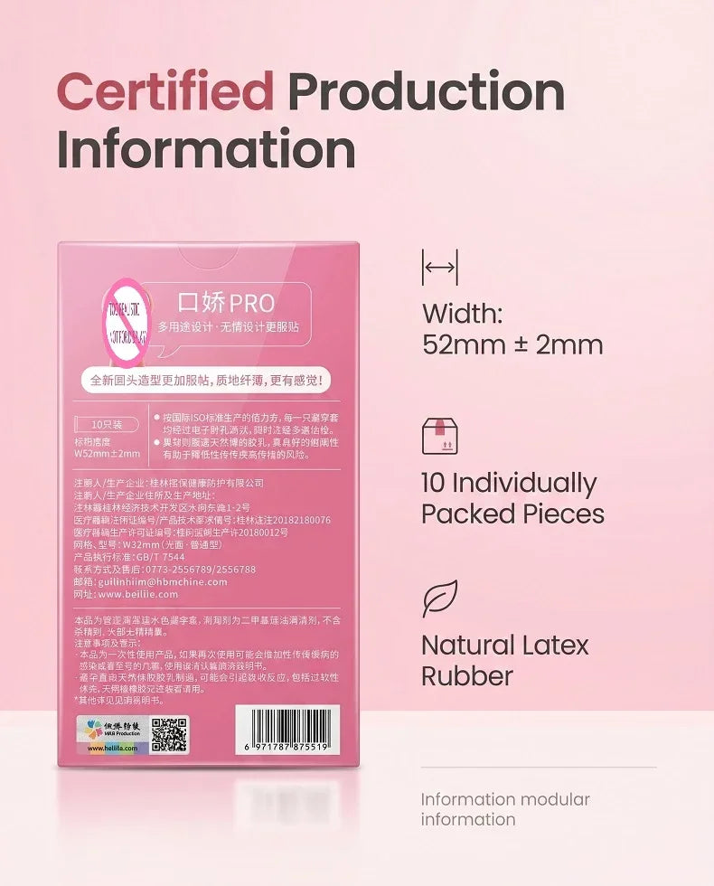Oral PRO MultiPurpose Condoms No Reservoir Ultra Thin Front Internal Dotted Natural Latex 10pcs-50pcs Men ExtraSensation Beilile