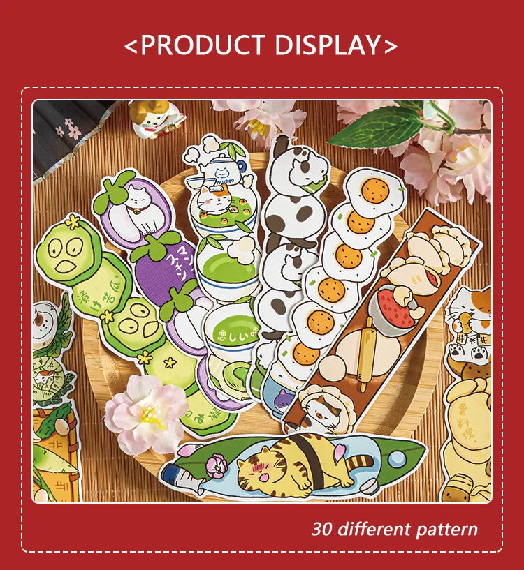 30 Sheets/Set Cute Cat Bookmark for Reading Creative Cat-Shaped Paper Bookmarks Decorative Paper Cards Stationery Gift