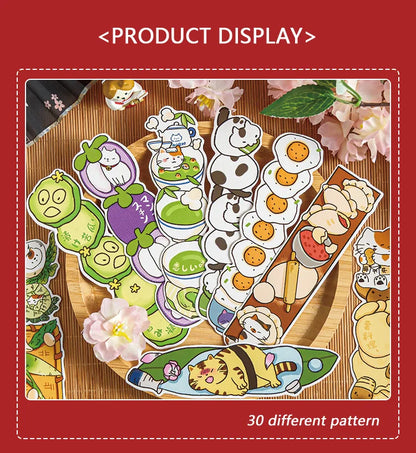 30 Sheets/Set Cute Cat Bookmark for Reading Creative Cat-Shaped Paper Bookmarks Decorative Paper Cards Stationery Gift