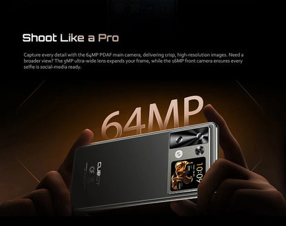 Smartphone Android 15 Cubot P90, 6.88-Inch 120Hz Screen, 24GB RAM+256GB ROM, G100 Octa-core, 2.2GHz, 64MP, 5100mAh,NFC, 4G Phone