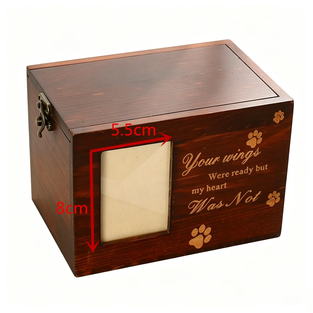 Wooden Pet Urn With Photo Frame Dog Cat Cremation Ashes Box Pet Loss Memorial Keepsake Box Pet Memorial Urn for Home Display