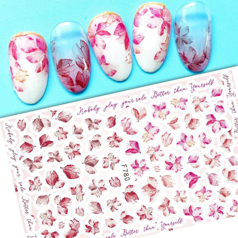 Black and White Love Flowers Line Art 3D Stickers Nail Decals Nail Art Accessories Butterfly Rose Nail Stickers Nail Sliders