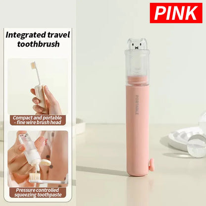 Foldable 2-in-1 Toothbrush Set with Toothpaste Storage - Compact Essential for Business Travel