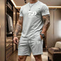 2026 Summer Men's Short Sleeved T-shirt Drawstring Shorts Set Breathable Outdoor Sports Set Men's Daily Fishing Suit