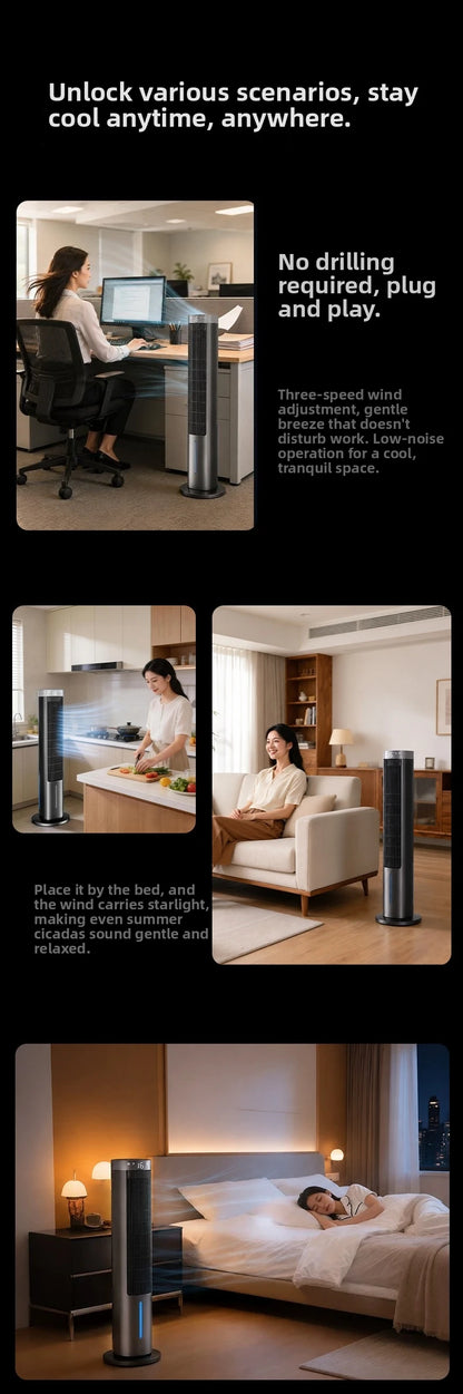 Portable Air Conditioner Fan, Personal Evaporative Cooler with Water Tank & Ice Pack, Quiet 3-Speed Tower Cooling Fan Mobile