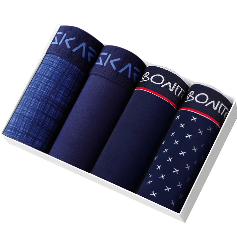 4pcs Cotton Boxer Shorts Soft Men's Panties BONITOS Letter Waistband Men Underpants Boxer Briefs Sexy Underwear for Man Boxers