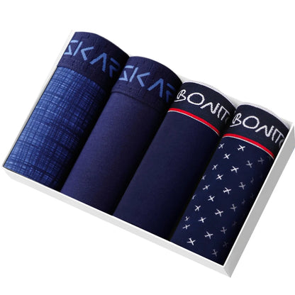 4pcs Cotton Boxer Shorts Soft Men's Panties BONITOS Letter Waistband Men Underpants Boxer Briefs Sexy Underwear for Man Boxers