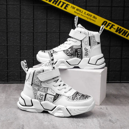 Children Shoes Boy Sneakers Fashion Print Luxury Designer High Top Sneakers Kids Tenis Shoes Boy Sports Casual