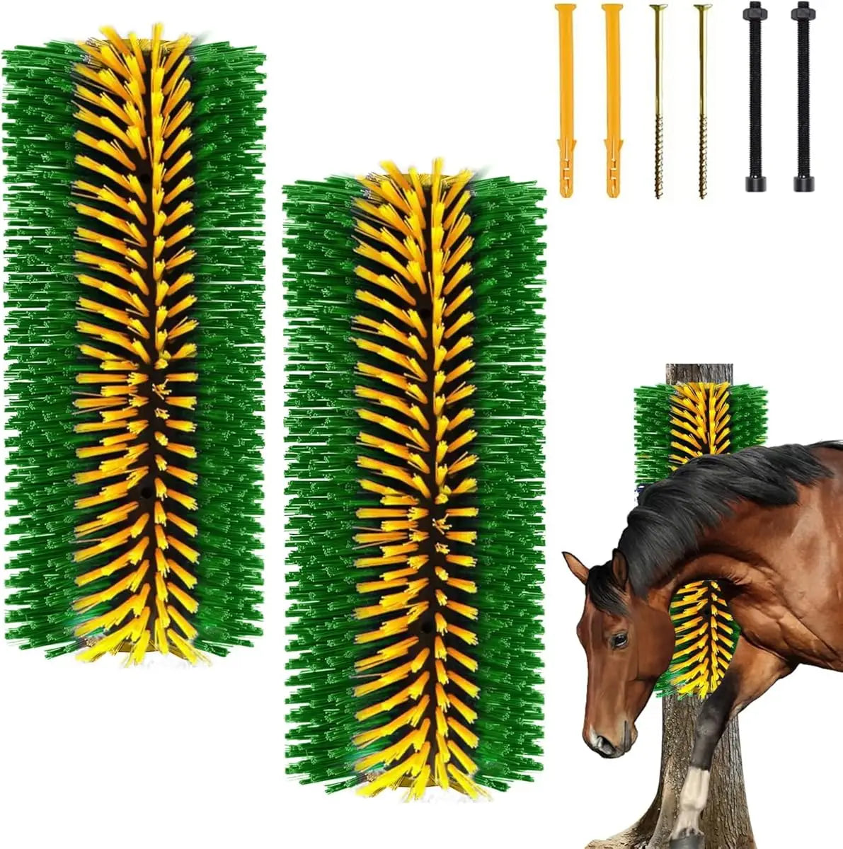 2 Livestock Cleaning Brushes 45cm Length Curved Design Nylon Bristles for Cattle  Horses Sheep