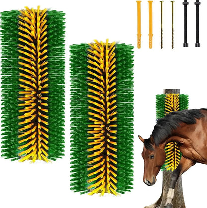 2 Livestock Cleaning Brushes 45cm Length Curved Design Nylon Bristles for Cattle  Horses Sheep