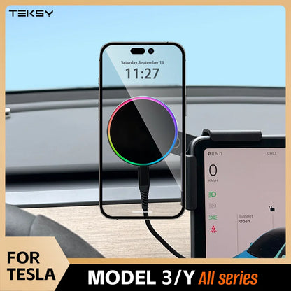 Car Phone Mount Holder 15W and 25W Qi2.2 Magnetic Wireless Charger Compatible with MagSafe for Tesla Model Y 3 JUNIPER 2026