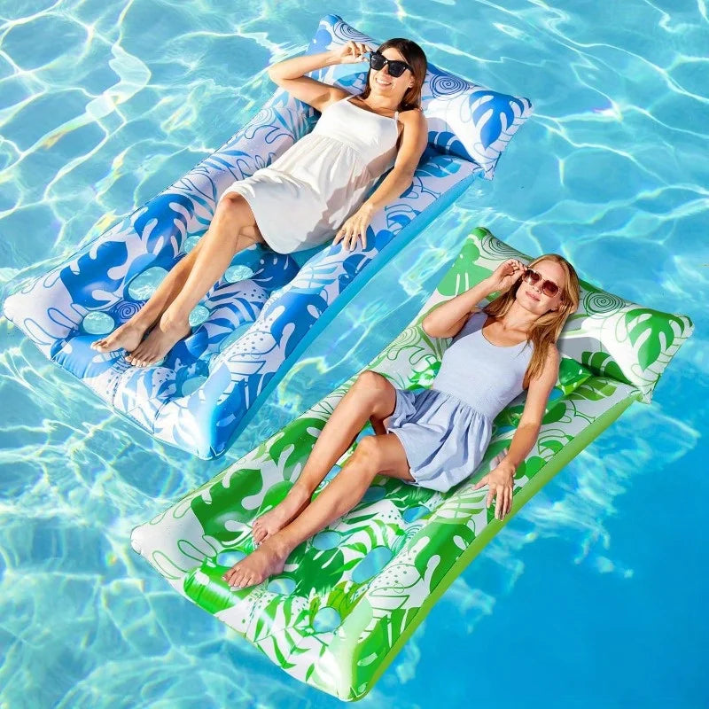 Sloosh 2Pack XL Inflatable Pool Float Mat Pool Floaties Adults Size with Headrest SunTanning Raft Lake Beach Swimming Pool Party