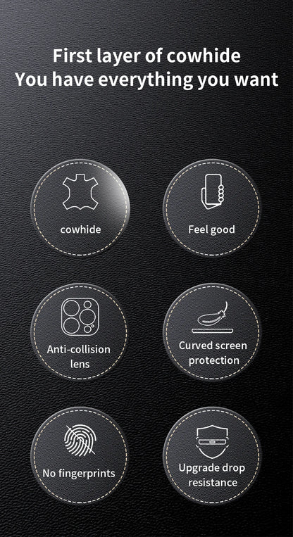 LANGSIDI Luxury Ultra Thin Shockproof Leather Case For iPhone 17 16 Pro Max 15 Plus 14 13 12 11 Air Lens Protective Cover