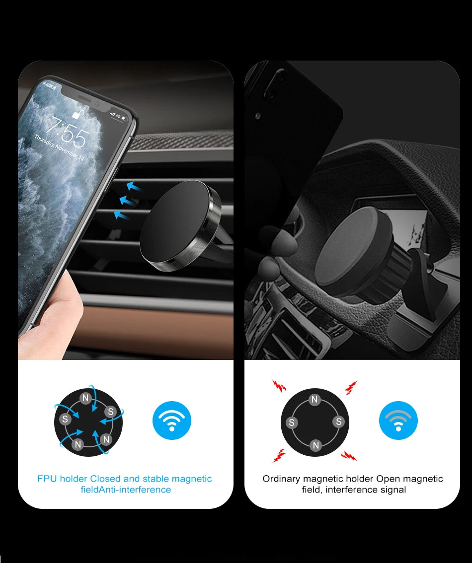Magnetic Car Mobile Phone Holder Air Vent Clip Smart Phone Stand Mini Magnetic Car GPS Bracket For iPhone Huawei Xiaomi Realme