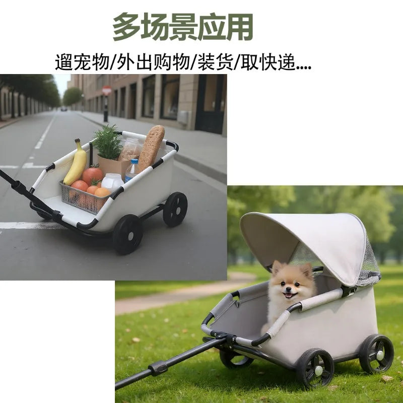 Foldable Pet Stroller Cart for Small Dogs Cats Puppy Kitten Outdoor Travel Carrier Toy Pushcart