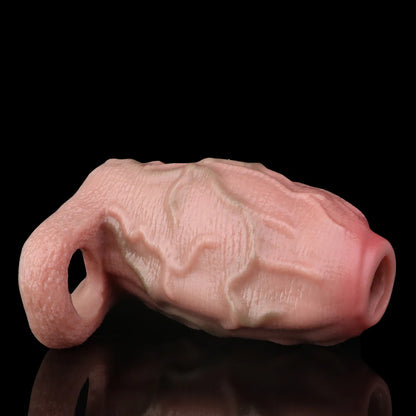 FAAK Silicone Penis Sleeve Ring Realistic Hollow Dildo Size S M Dildo Sheath Delay Ejaculating Cock Enlarger Sex Toys For Men